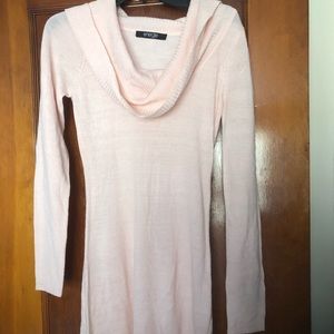 Light pink cowlneck sweater dress